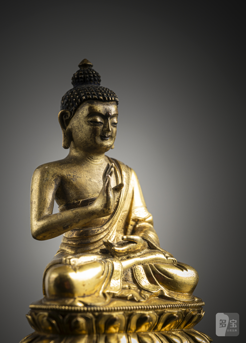 A PART-GILT BRONZE FIGURE OF BUDDHA SHAKYAMUNI - 图5